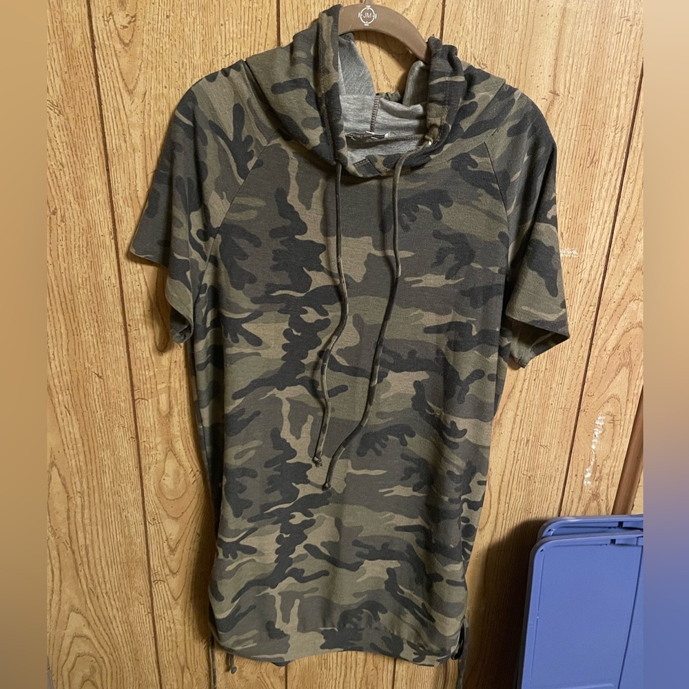 *NWOT* Charlotte Russe Camo Drawstring Hooded Tee Dress